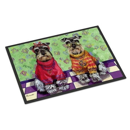Carolines Treasures Carolines Treasures PPP3333MAT 18 x 27 in. Schnauzer Love & Peace Indoor or Outdoor Mat PPP3333MAT